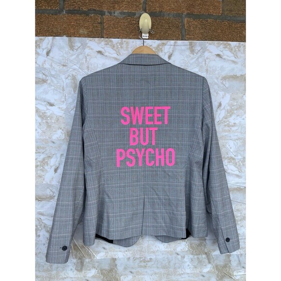 Hipchik Couture "Sweet But Psycho" Plaid Blazer - Women's Size 12 - One Button - Picture 3 of 10